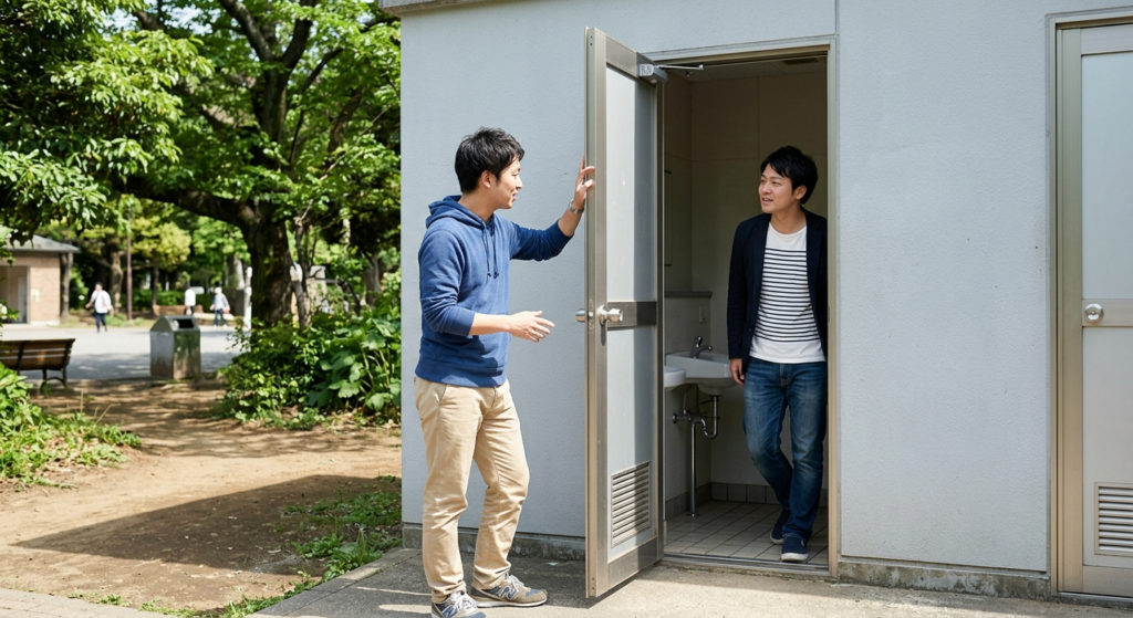 「うまいなぁ」って褒められて覚醒。夜の岩田山公園トイレで、ドアを開けたままガッツリ迫られた話