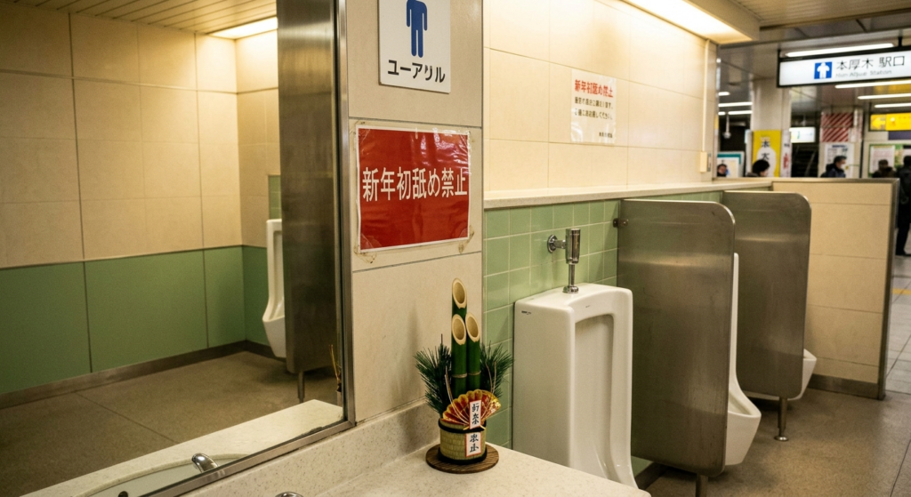 新年初舐めは口に収まらない本厚木駅のトイレ