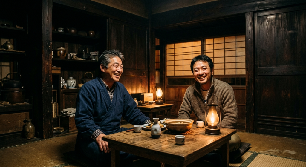 木造の隠れ家で、顔に降り注ぐ甘いバニラの香り