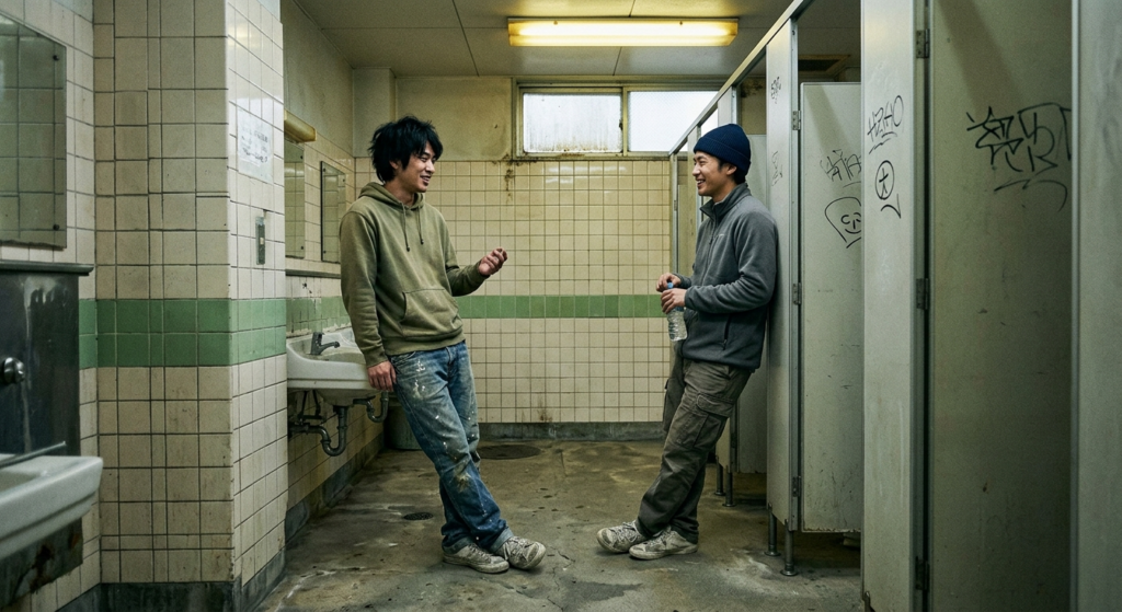 汚れたトイレでの、切ないお預けプレイ