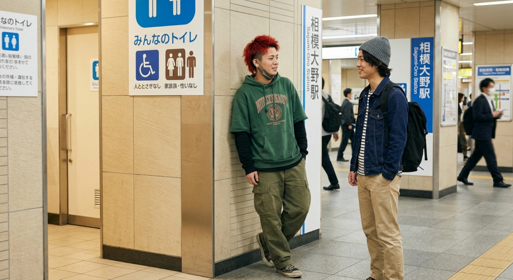 相模大野みんなのトイレで、赤髪の個性派ウケ