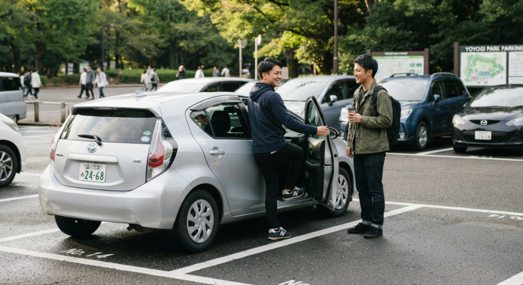 5月3日：ぼうさいの丘公園、シルバーの軽自動車での密会