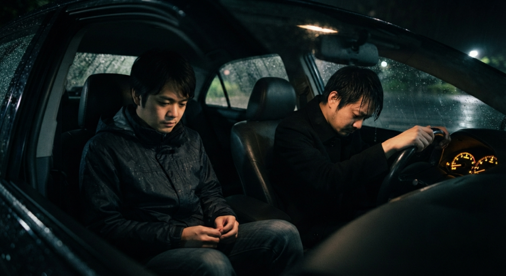 5月8日：雨のハイエースの隣で、仕事帰りのご褒美フェラ